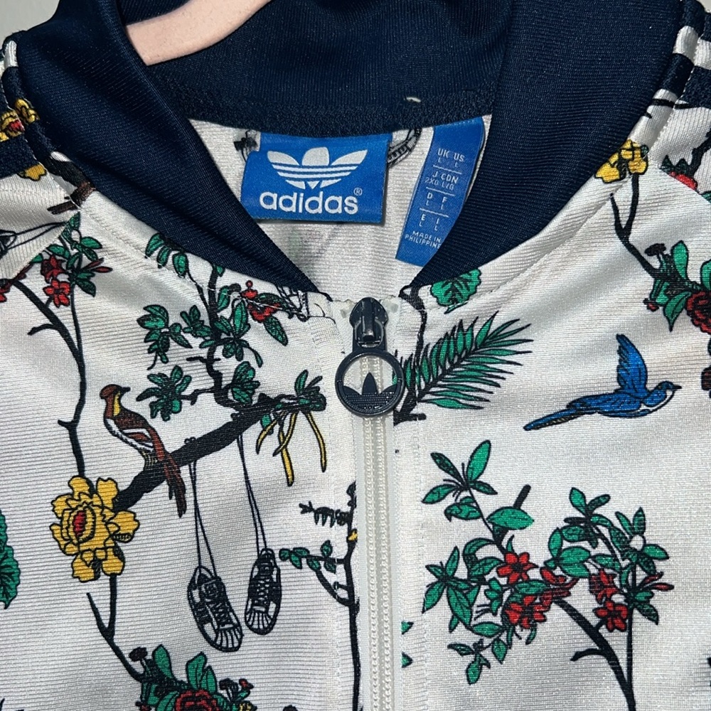 Adidas White Floral Track Jacket - Picture 3 of 10